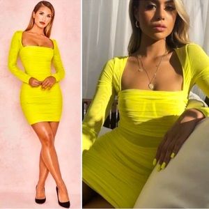 Dress - Long Sleeved Ruched - House of CB - Small - Mini Dress -New with Box